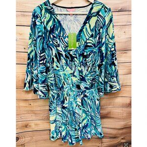 Lilly Pulitzer Viviana Romper Green Navy Armadilly Tropical Velvet size S NWT